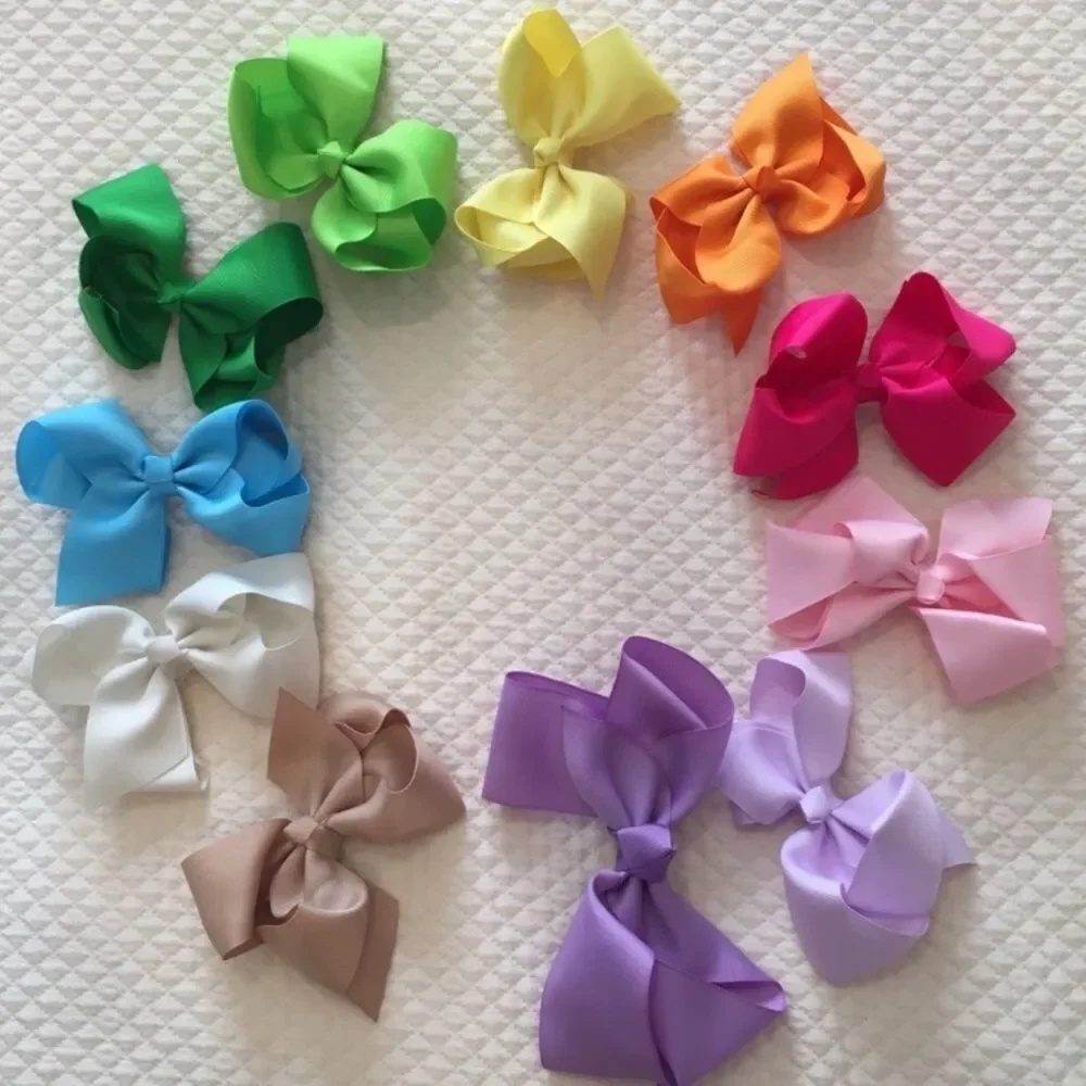 11 Rainbow Color Grosgrain Bows - 10-4.5” Bows & 1-6” Purple Bow